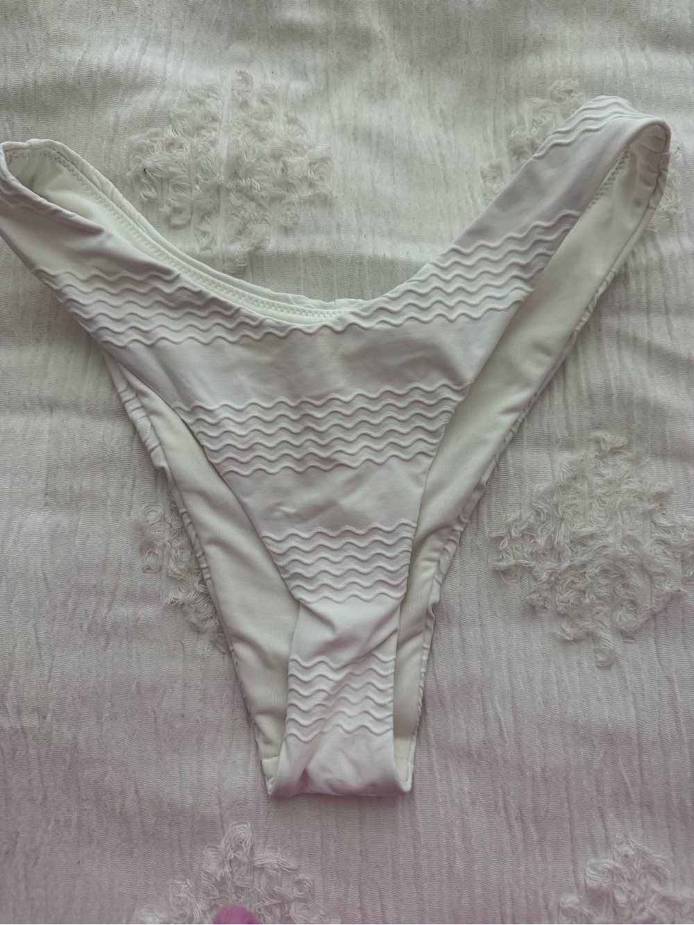 aerie White Textured High Cut Bikini Bottoms